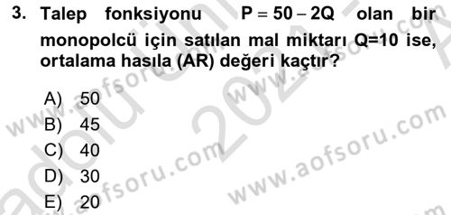 Matematiksel İktisat Dersi Ara Sınavı Deneme Sınav Soruları 3. Soru