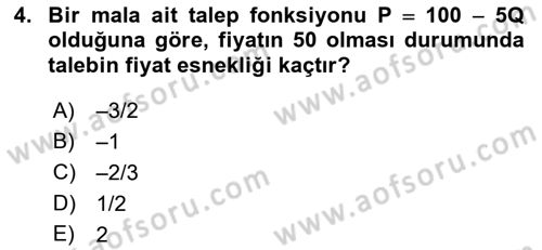 Matematiksel İktisat Dersi Ara Sınavı Deneme Sınav Soruları 4. Soru