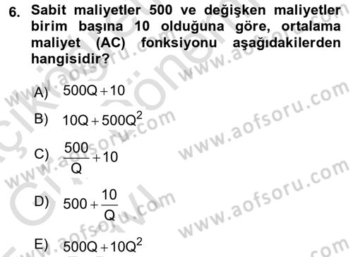 Matematiksel İktisat Dersi 2021 - 2022 Yılı (Vize) Ara Sınav Soruları 6. Soru