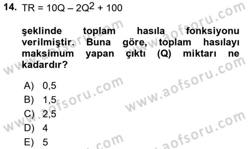 Matematiksel İktisat Dersi 2021 - 2022 Yılı (Final) Dönem Sonu Sınav Soruları 14. Soru