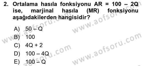 Matematiksel İktisat Dersi 2021 - 2022 Yılı Yaz Okulu Sınav Soruları 2. Soru