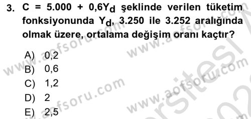 Matematiksel İktisat Dersi 2021 - 2022 Yılı Yaz Okulu Sınav Soruları 3. Soru