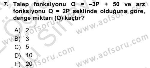 Matematiksel İktisat Dersi 2021 - 2022 Yılı Yaz Okulu Sınav Soruları 7. Soru