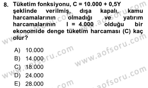 Matematiksel İktisat Dersi 2021 - 2022 Yılı Yaz Okulu Sınav Soruları 8. Soru