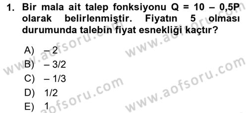 Matematiksel İktisat Dersi Ara Sınavı Deneme Sınav Soruları 1. Soru