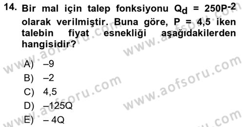 Matematiksel İktisat Dersi 2022 - 2023 Yılı (Vize) Ara Sınav Soruları 14. Soru