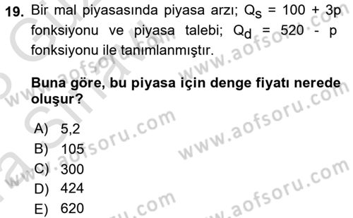 Matematiksel İktisat Dersi 2022 - 2023 Yılı (Vize) Ara Sınav Soruları 19. Soru