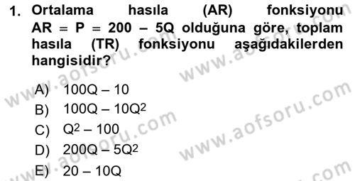 Matematiksel İktisat Dersi 2022 - 2023 Yılı (Final) Dönem Sonu Sınav Soruları 1. Soru