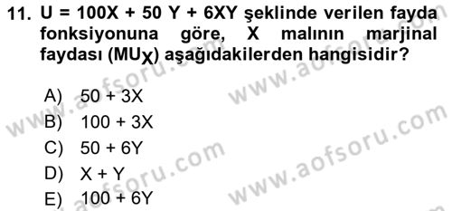 Matematiksel İktisat Dersi 2022 - 2023 Yılı (Final) Dönem Sonu Sınav Soruları 11. Soru