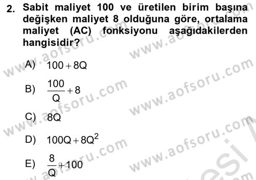 Matematiksel İktisat Dersi 2022 - 2023 Yılı (Final) Dönem Sonu Sınav Soruları 2. Soru
