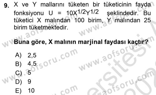 Matematiksel İktisat Dersi 2022 - 2023 Yılı (Final) Dönem Sonu Sınav Soruları 9. Soru