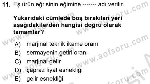 Matematiksel İktisat Dersi 2022 - 2023 Yılı Yaz Okulu Sınav Soruları 11. Soru