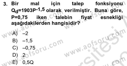 Matematiksel İktisat Dersi 2022 - 2023 Yılı Yaz Okulu Sınav Soruları 3. Soru