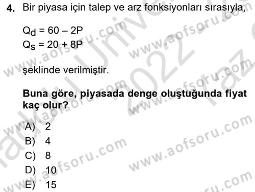 Matematiksel İktisat Dersi 2022 - 2023 Yılı Yaz Okulu Sınav Soruları 4. Soru