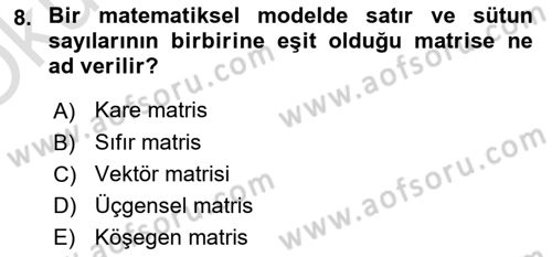 Matematiksel İktisat Dersi 2022 - 2023 Yılı Yaz Okulu Sınav Soruları 8. Soru