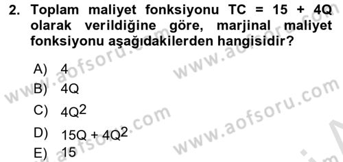 Matematiksel İktisat Dersi 2023 - 2024 Yılı (Vize) Ara Sınav Soruları 2. Soru