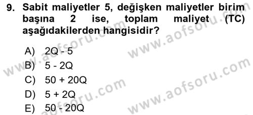 Matematiksel İktisat Dersi 2023 - 2024 Yılı (Vize) Ara Sınav Soruları 9. Soru