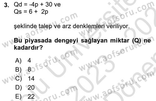 Matematiksel İktisat Dersi 2023 - 2024 Yılı (Final) Dönem Sonu Sınav Soruları 3. Soru