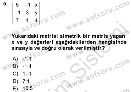 Matematiksel İktisat Dersi 2023 - 2024 Yılı (Final) Dönem Sonu Sınav Soruları 5. Soru
