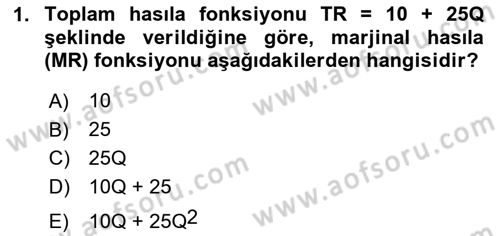 Matematiksel İktisat Dersi 2023 - 2024 Yılı Yaz Okulu Sınav Soruları 1. Soru