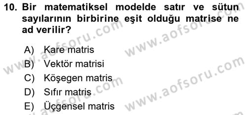 Matematiksel İktisat Dersi 2023 - 2024 Yılı Yaz Okulu Sınav Soruları 10. Soru