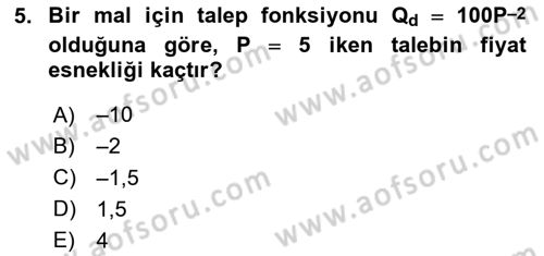 Matematiksel İktisat Dersi 2023 - 2024 Yılı Yaz Okulu Sınav Soruları 5. Soru
