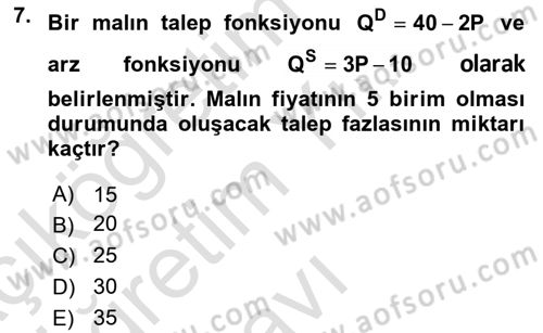 Matematiksel İktisat Dersi 2023 - 2024 Yılı Yaz Okulu Sınav Soruları 7. Soru