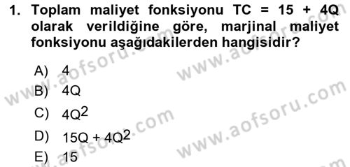 Matematiksel İktisat Dersi 2024 - 2025 Yılı (Vize) Ara Sınav Soruları 1. Soru