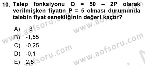 Matematiksel İktisat Dersi 2024 - 2025 Yılı (Vize) Ara Sınav Soruları 10. Soru