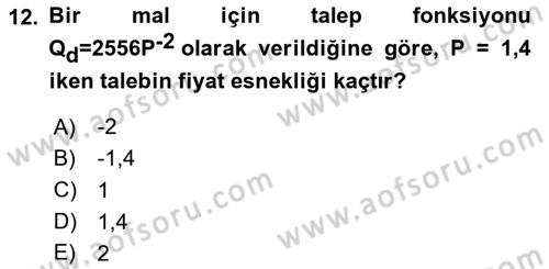 Matematiksel İktisat Dersi 2024 - 2025 Yılı (Vize) Ara Sınav Soruları 12. Soru