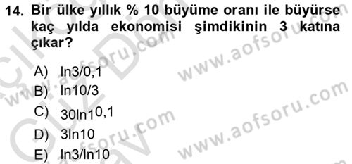 Matematiksel İktisat Dersi 2024 - 2025 Yılı (Vize) Ara Sınav Soruları 14. Soru
