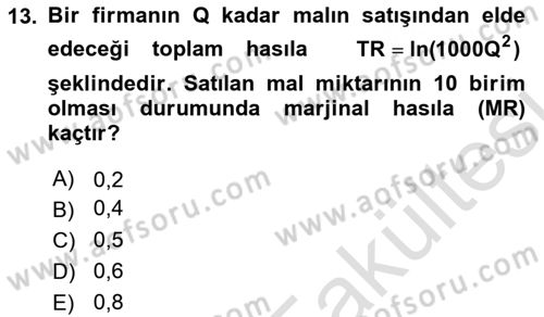Matematiksel İktisat Dersi 2025 - 2026 Yılı (Vize) Ara Sınav Soruları 13. Soru