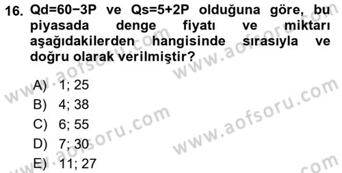 Matematiksel İktisat Dersi 2025 - 2026 Yılı (Vize) Ara Sınav Soruları 16. Soru