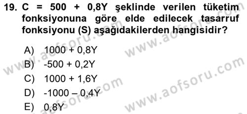 Matematiksel İktisat Dersi 2025 - 2026 Yılı (Vize) Ara Sınav Soruları 19. Soru