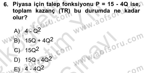 Matematiksel İktisat Dersi 2025 - 2026 Yılı (Vize) Ara Sınav Soruları 6. Soru