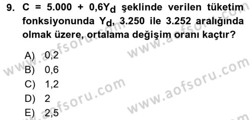 Matematiksel İktisat Dersi 2025 - 2026 Yılı (Vize) Ara Sınav Soruları 9. Soru