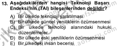 Hizmetler Ekonomisi Dersi 2012 - 2013 Yılı (Vize) Ara Sınav Soruları 13. Soru