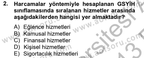 Hizmetler Ekonomisi Dersi 2012 - 2013 Yılı (Vize) Ara Sınav Soruları 2. Soru