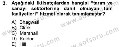 Hizmetler Ekonomisi Dersi 2012 - 2013 Yılı (Vize) Ara Sınav Soruları 3. Soru