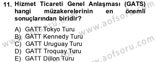 Hizmetler Ekonomisi Dersi 2012 - 2013 Yılı (Final) Dönem Sonu Sınav Soruları 11. Soru