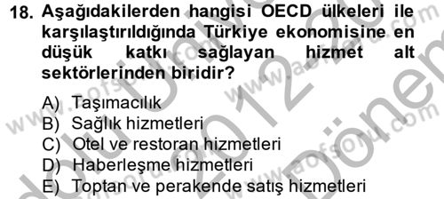 Hizmetler Ekonomisi Dersi 2012 - 2013 Yılı (Final) Dönem Sonu Sınav Soruları 18. Soru