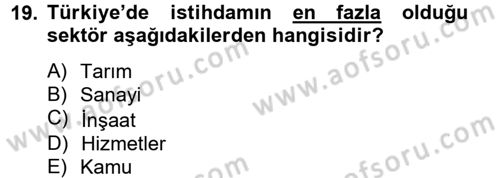 Hizmetler Ekonomisi Dersi 2012 - 2013 Yılı (Final) Dönem Sonu Sınav Soruları 19. Soru