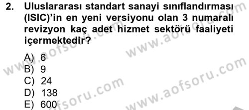 Hizmetler Ekonomisi Dersi 2012 - 2013 Yılı (Final) Dönem Sonu Sınav Soruları 2. Soru