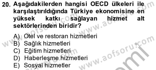 Hizmetler Ekonomisi Dersi 2012 - 2013 Yılı (Final) Dönem Sonu Sınav Soruları 20. Soru