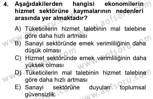 Hizmetler Ekonomisi Dersi 2012 - 2013 Yılı (Final) Dönem Sonu Sınav Soruları 4. Soru