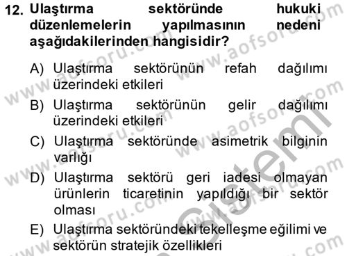 Hizmetler Ekonomisi Dersi 2013 - 2014 Yılı (Vize) Ara Sınav Soruları 12. Soru