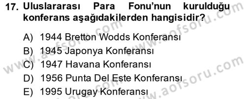 Hizmetler Ekonomisi Dersi 2013 - 2014 Yılı (Vize) Ara Sınav Soruları 17. Soru