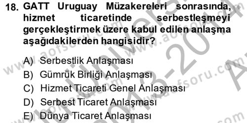 Hizmetler Ekonomisi Dersi 2013 - 2014 Yılı (Vize) Ara Sınav Soruları 18. Soru