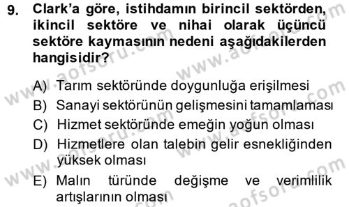 Hizmetler Ekonomisi Dersi 2013 - 2014 Yılı (Vize) Ara Sınav Soruları 9. Soru