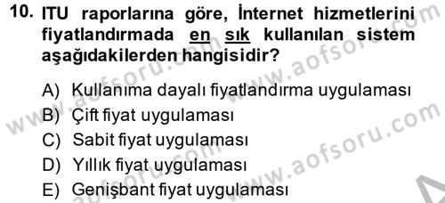 Hizmetler Ekonomisi Dersi 2013 - 2014 Yılı (Final) Dönem Sonu Sınav Soruları 10. Soru